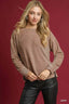 Umgee Round Neck Long Sleeve Side Slit Top