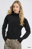 Umgee Ruffle Mock Neck Puff Sleeve Sweater