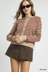 Umgee Striped Button-Up Knit Cardigan
