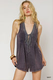 Umgee Tie Front Sleeveless Romper