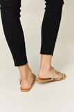 WILD DIVA Rhinestone Three-Strap Flat Sandals