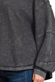 Zenana Acid Washed Exposed-Seam Sweatshirt
