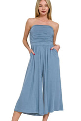 Zenana Double Layered Strapless Tube Top Jumpsuit