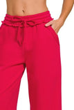 Zenana Fleece Exposed Seam Wide Leg Sweatpants