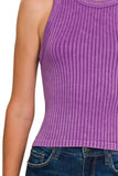 Zenana Ribbed Washed Seamless Tank Top