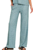 Zenana Soft Melange Short Sleeve Tee & Long Pants Set