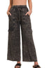 Zenana Washed Linen Elastic Band Waist Cargo Pants