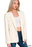 Zenana Woven Long Sleeve Blazer With Lining