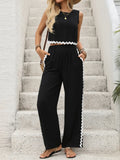Round Neck Sleeveless Top and Pants Set