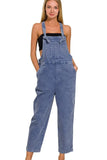 Zenana Washed Knot Strap Relaxed Fit Overalls