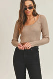 MABLE Long Sleeve Crop Sweater Top and Inner Bra Set