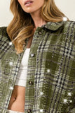 BiBi Allover Clear Sequins Vintage Plaid Jacket