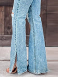 Distressed Slit Bootcut Jeans