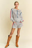 Davi & Dani Sequin Stripe Long Sleeve Top And Short Pants Set