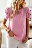 Devine Cutout Round Neck Short Sleeve Blouse