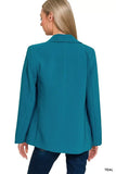 Zenana Woven Long Sleeve Blazer With Lining