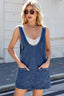 Scoop Neck Denim Overall Dress with Pockets