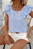 Bow Back Ruffled Cap Sleeve Blouse
