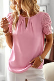 Devine Cutout Round Neck Short Sleeve Blouse