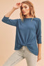 Aemi + Co Twist Front Round Neck 3/4 Sleeve T-Shirt