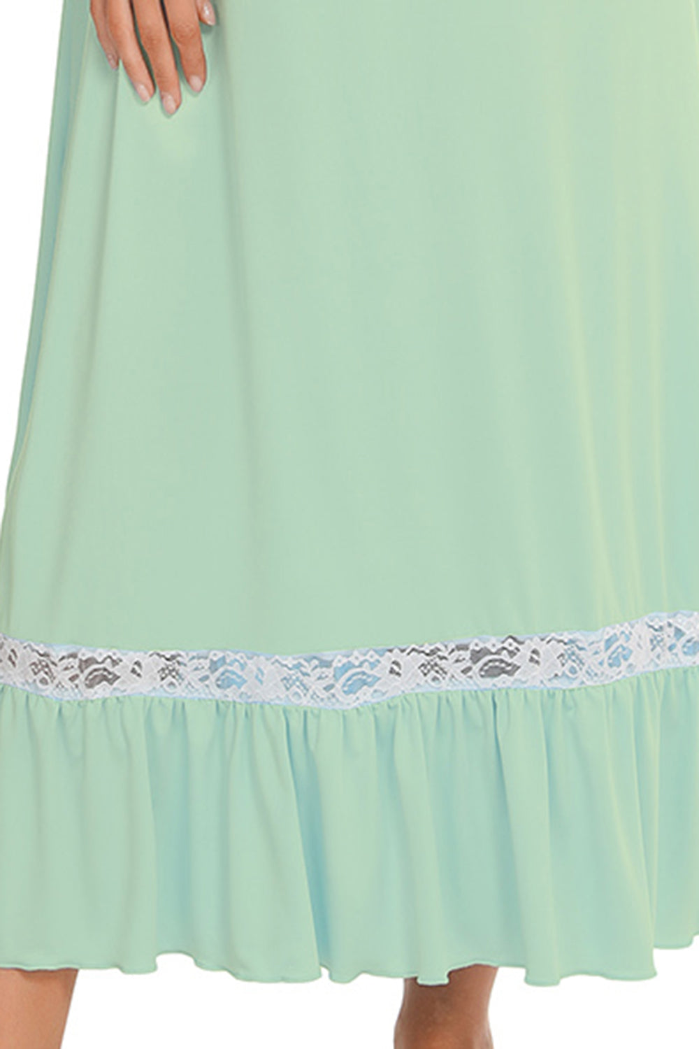 Lace Detail Short Sleeve Lounge Dress - felvior