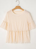 Frill Round Neck Half Sleeve Blouse