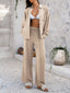 Devine Collared Neck Long Sleeve Top and Pants Set