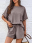 Round Neck T-Shirt and Drawstring Shorts Set