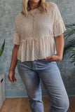Frill Round Neck Half Sleeve Blouse