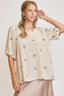 Umgee Full Size Linen Blend Ribbon Embroidered Top Plus Size