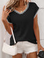 Contrast Trim V-Neck Short Sleeve Knit Top