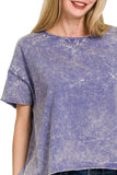 Zenana Washed Crew Neck Short Sleeve Crop Box Tee