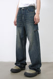 Men's Raw Hem Distressed Jeans with Pockets