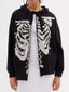 Skeleton Zip Up Drawstring Hoodie