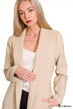 Zenana Woven Long Sleeve Blazer With Lining