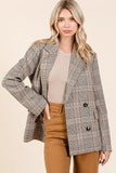 Mittoshop Plaid Double Breasted Relaxed Fit Blazer