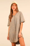 VERY J Plus Size Mineral Washed Ribbed Knit Mini Dress