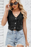 Button Down V-Neck Denim Vest
