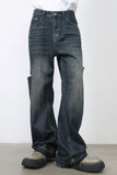 Men's Raw Hem Distressed Jeans with Pockets
