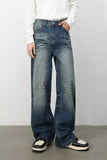 Men's Washed Wide Leg Jeans with Pockets
