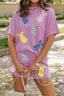Ribbed Sequined Easter Bunny T-Shirt and Shorts Set