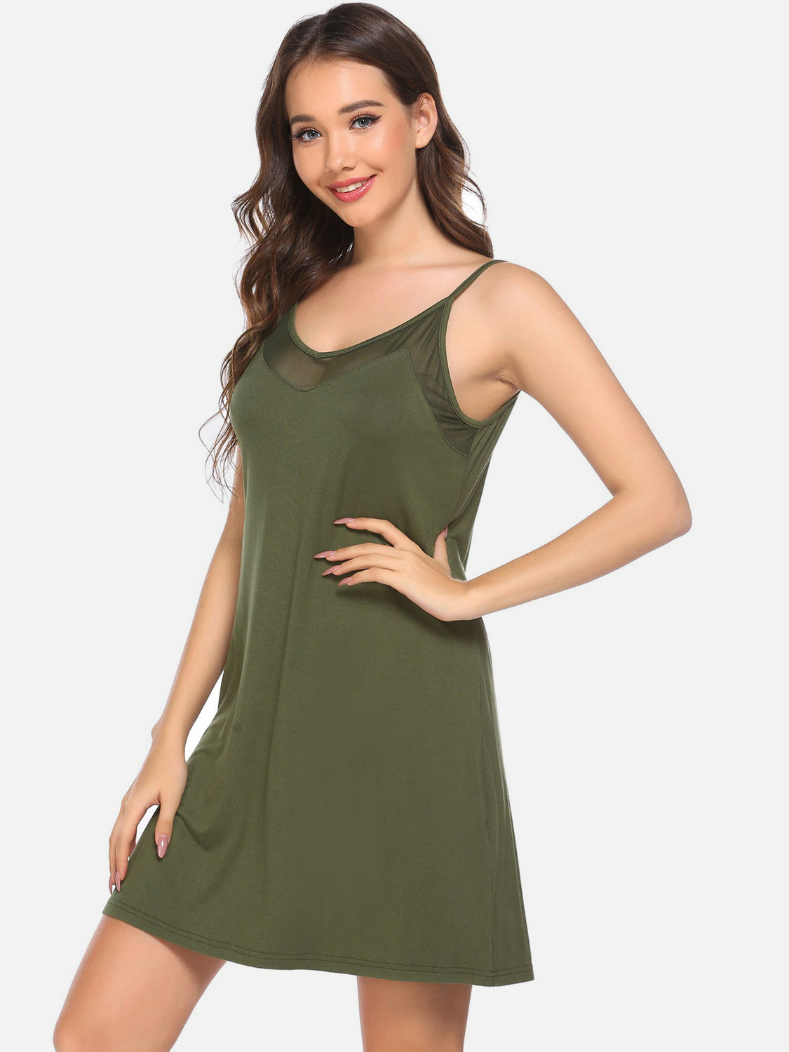 Scoop Neck Spaghetti Strap Lounge Dress - felvior