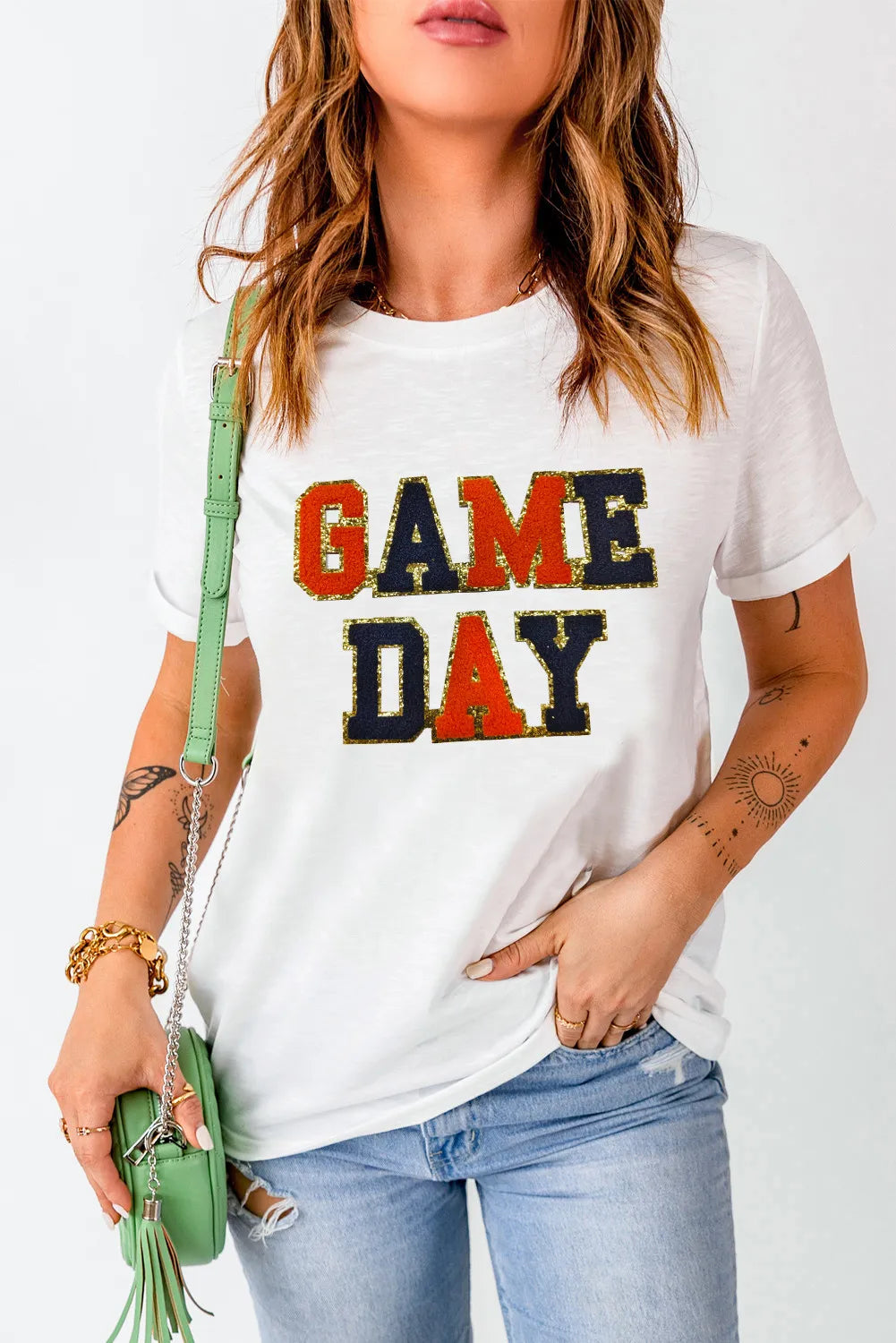 GAME DAY Round Neck Short Sleeve T-Shirt - felvior
