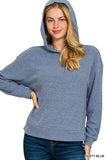 Zenana Ribbed Long Sleeve Hoodie