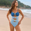 Color Block Sweetheart Neck One-Piece Swimwear