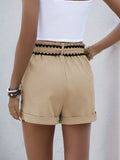 Perfee Tied Contrast Trim Shorts