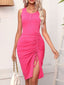 Ruched Drawstring Slit Tank Dress