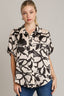 Umgee Full Size Two Tone Print Button Down Top with Hidden Plackets Plus Size