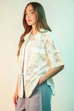 VERY J Plus Size Oversized Crochet Button Down Shirt Top