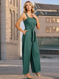 Button Detail Wide Strap Jumpsuit